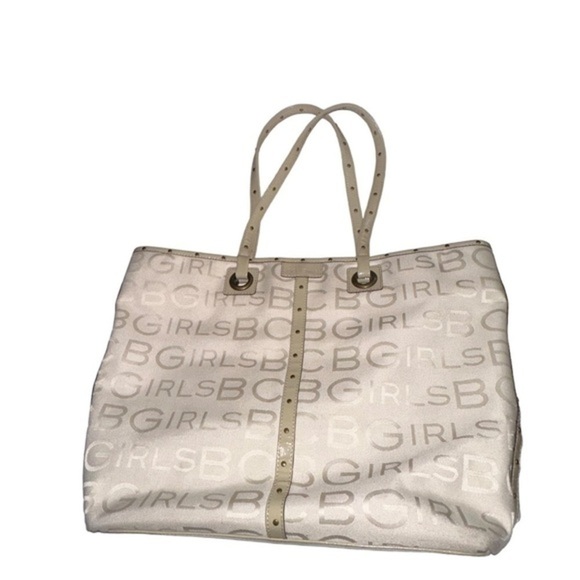 BCBGIRLS Tote in Cream Canvas with Leather Trim - Picture 1 of 15